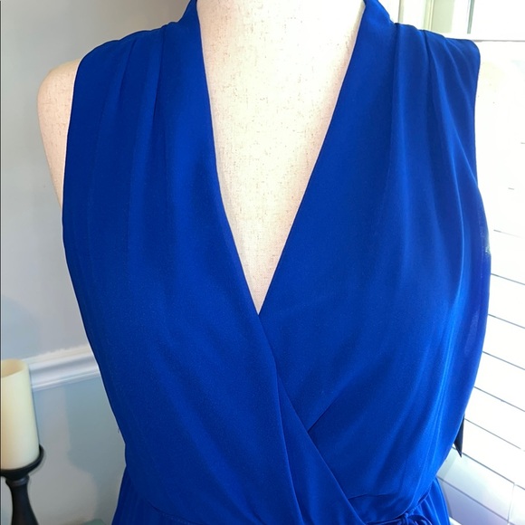 Jessica Howard NWT Blue Halter Mini Wrap Dress for Cocktail Nights Size 10 - Picture 2 of 10